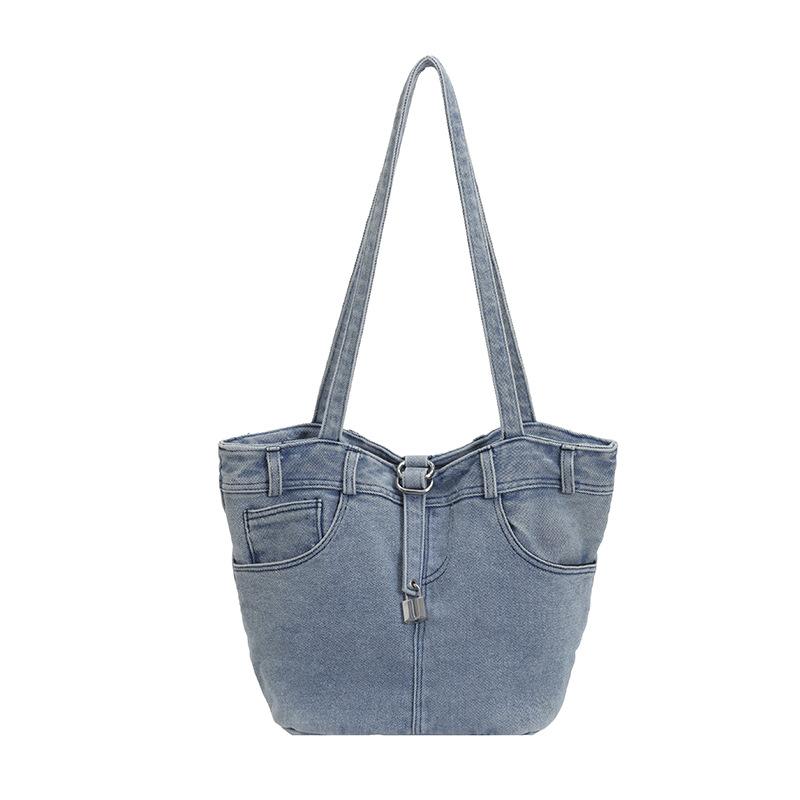 Women Denim Tote Bag Large Capacity Casual Shoulder Handbag