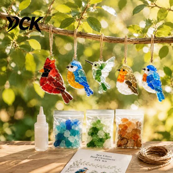 DIY Material Kit for Home Acrylic Animal Hanging Ornament Kit, Sea Glass Look Nature Inspired Window Hangings with Cord Windows Walls Craft