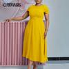 Женское платье, летняя мода, темперамент, элегантное платье с коротким рукавом, нерегулярные платья больших размеров