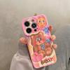 Ins Oil Painting Graffiti Bear Rabbit Case For Iphone 13 11 14 12 Pro Max 14 Plus Soft Imd Water Ripple Back Cover