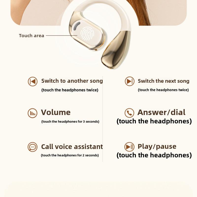 Open Wireless AI Translation Bluetooth Headset Air-bone Conduction Hanging Ear Headset for Running