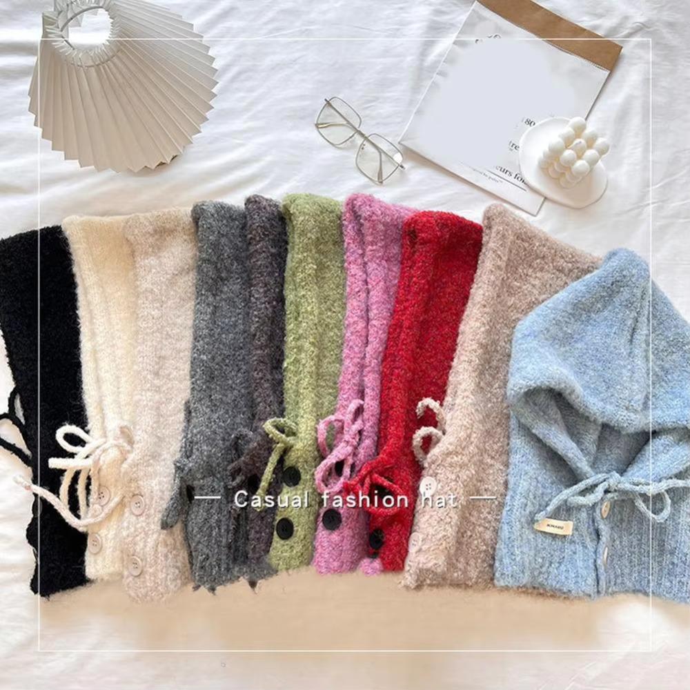 Drawstring Winter Hat Warm Hooded Scarf Cap Fashion Neckerchief Hat Women Girl