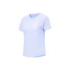 Li Ning Plain Ribbed Round Neck Sports Short Sleeve T-Shirt Women Tops Light-Blue ATST578-3