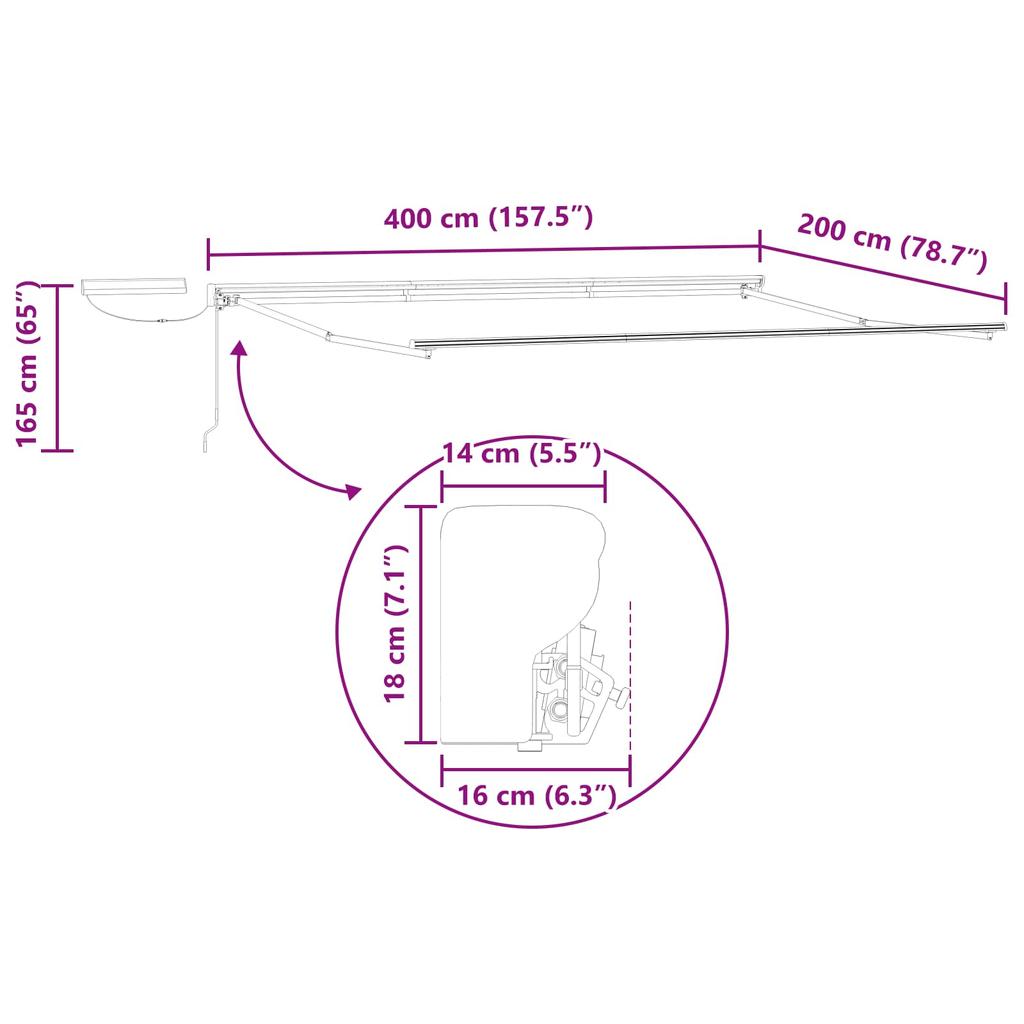 Electric Retractable Awning Yellow and White 4 x 2 m