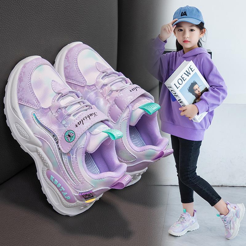 Обувь для девочек, осенняя новая детская повседневная обувь, обувь для папы с мягкой подошвой, водонепроницаемые кожаные кроссовки для бега