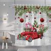 Christmas Ball Pine Tree Shower Curtain Sets Vintage Red Truck Xmas Snowman Winter New Year Gift Bathroom Decor Bath Curtains