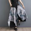 Большие размеры, винтажная цветочная высокая талия, повседневная свободная летняя широкая юбка, брюки, женские брюки
