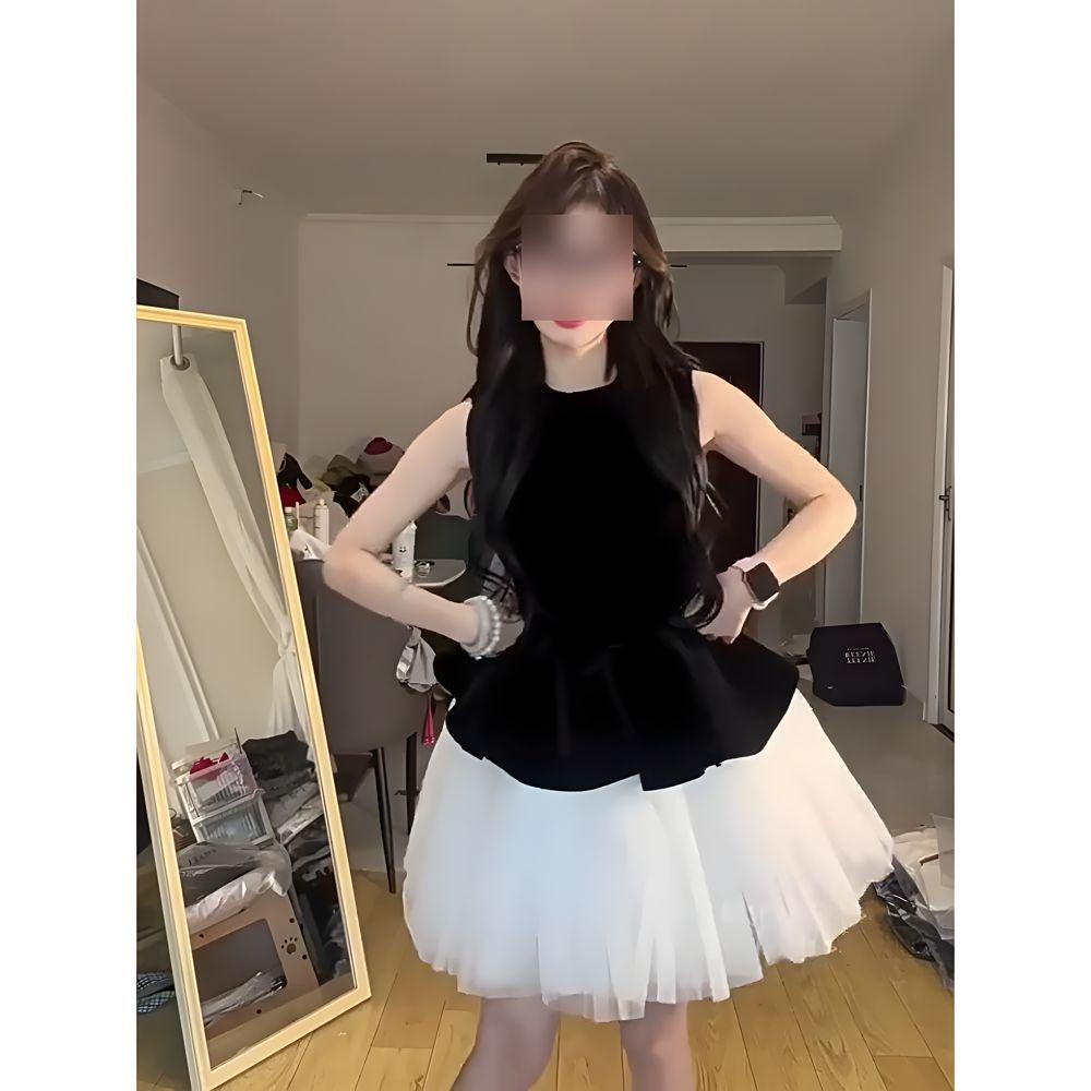 Балетное платье дочь принцесса стиль повседневный вставка сетка без рукавов платье-жилет пышное платье женщины