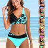 Women's Fashion Beachwear Black Small Turn Flower Women's Tankini Swimsuit Two Piece Bikini Suit Beach Swimwear S-6XL