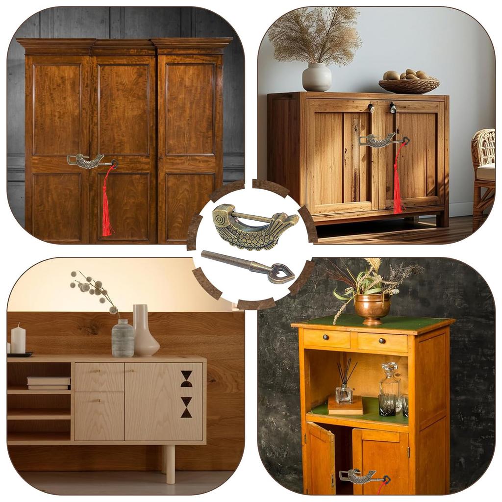 Ретро навесной замок в форме рыбы, бронзовый, винтажный замок, античный замок с рисунком рыбы, декоративный для шкатулки для драгоценностей и деревянного чемодана