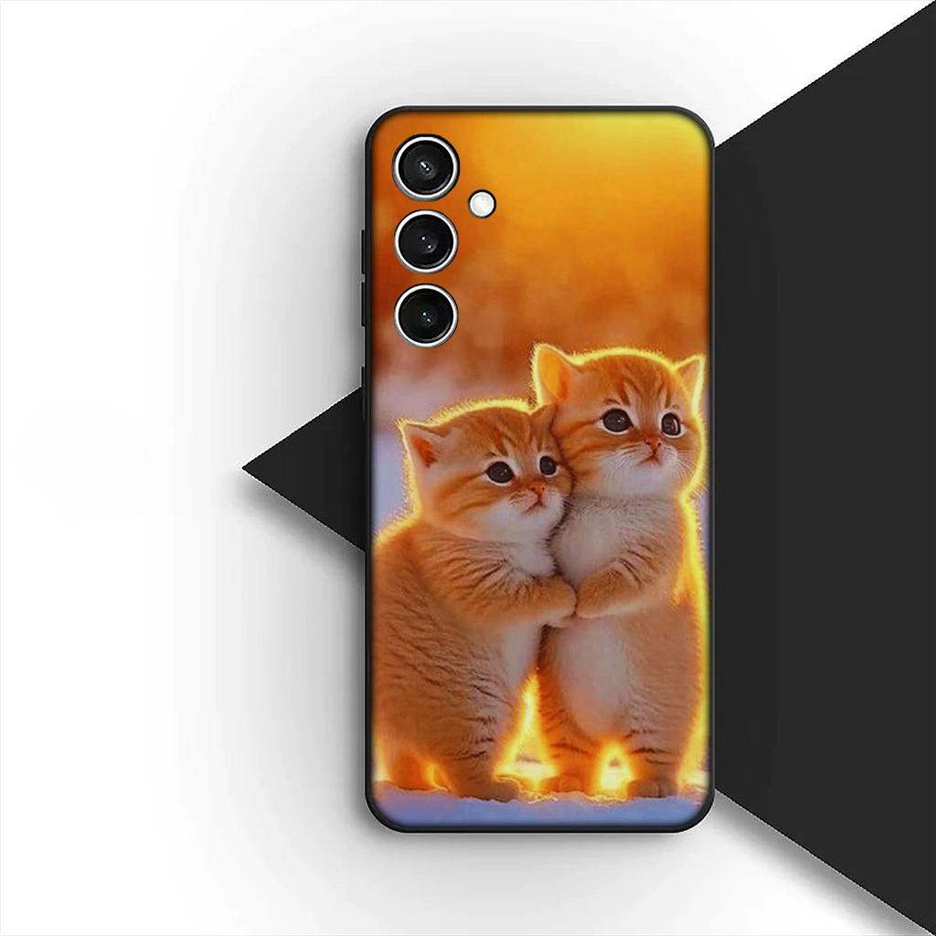 Soft Cover for Samsung Galaxy S20 S22 S21 FE Ultra Plus A07 A17 A15 A16 A25 A57 A37 Casing Phone Case Comics Cat Meow Lovely