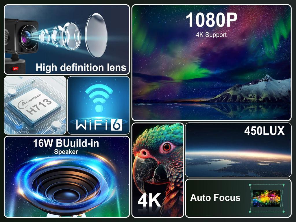 350KTV 1080P Проектор с яркостью 450 ANSI, Караоке и Динамиком
