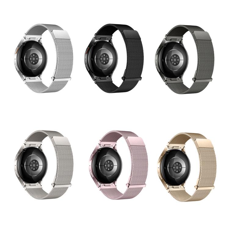 20mm Press Clasp Two Sections Dual Magnetic Milanese Stainless Steel Watch Band, Breathable Adjustable Metal Replacement Wrist Strap