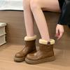Fashion Women's Fur Platform Ankle Boots Sleeve Round Head Low Heels Women Shoes Comfortable Anti-slip Leisure One Kick Chelsea Boots