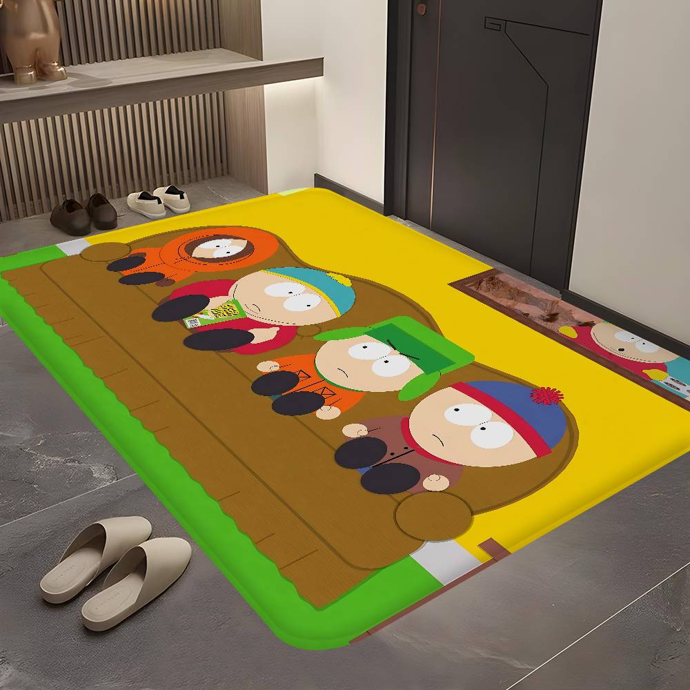 S-South Park Cute Cartoon Kitchen Mat Nordic Style Bedroom Living Room Doormat Home Balcony Anti-Slip Welcome Rug