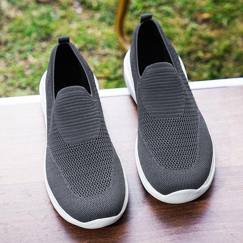Мужские кроссовки из летящего трикотажа, большого размера, всесезонные, летние дышащие повседневные кроссовки на одной педали