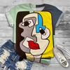 Summer Abstract Face 3D Print T-shirt Women Short Sleeve T Shirts Harajuku Streetwear Tees Oversized Y2k Tops Woman Clothing