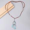 Бирюзовая регулируемая замшевая веревка, женское ожерелье, подвеска в богемном стиле, серьги-крючки, ювелирные аксессуары