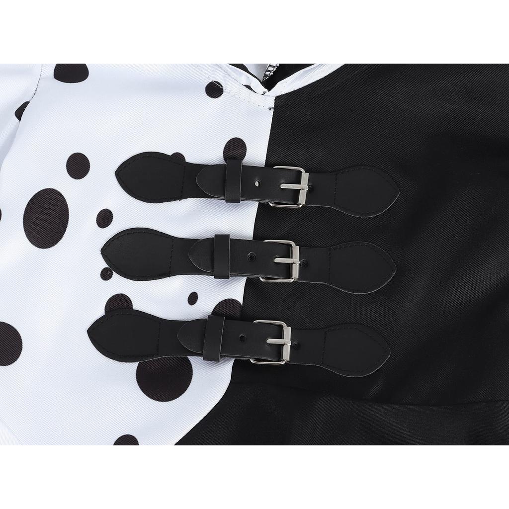 Cruella Deville Princess Costume Dress 12-13 Years 160cm Black White Includes Wig Mask Halloween Carnival Christmas