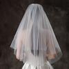 White Bridal Veil Double-Layered Solid Color Wedding Veil Soft Mesh Material Prom Cosplay Veil