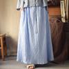 Women Vintage High Quality Skirts Elastic Waist Blue Spring Loose Soft Women Skirts