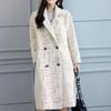 Женское осенне-зимнее пальто большого размера свободного кроя средней длины из смесовой шерсти приталенного силуэта в корейском стиле, элегантное повседневное пальто