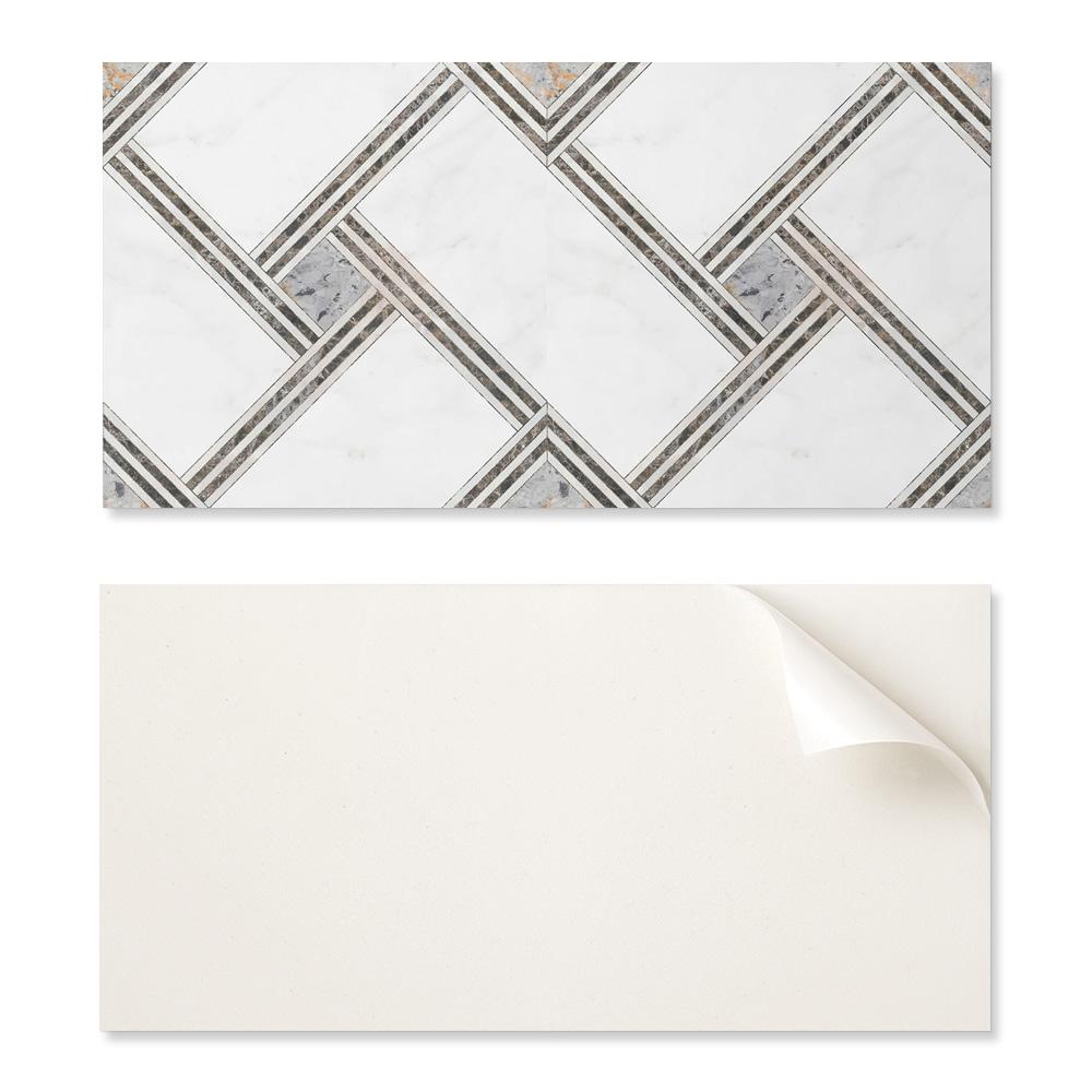 Glued PVC Panel With Motif Perfect For Hallway 100x50 cm Geometric Pattern With Lines