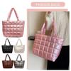 Korean Style Down Cotton Shoulder Bag Checkered Nylon Handbag Simple Puffy Bag  Girls