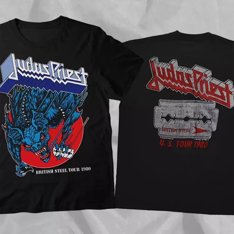 JUDAS PRIEST Группа 1980 Тур British Steel Черная Двусторонняя Футболка