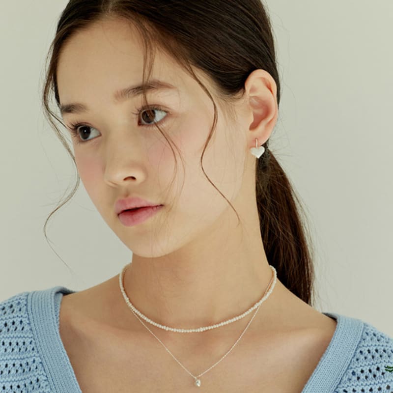 murmur [925silver]Matt volume heart hook earrings