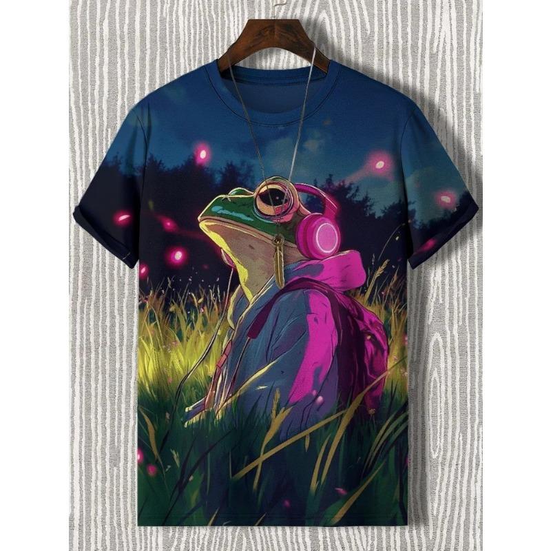 Men's Funny Animal Printed T Shirt Short Sleeved Tees Tops 3D Print Crew Neck Shirts Summer Casual Men's Clothing Apparel