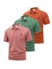 3 Pack Mens Festival Short Sleeve Polo Shirt, Button Placket Event Tops, Regular Fit for Show Walk Outdoor Stroll Daily Commute Wear