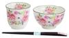 Керамическая пиала для риса и чайная чашка Ai Hananero с палочками для еды Tenpo, розовая, 3939, 22,7 х 13,5 х 8,8 см