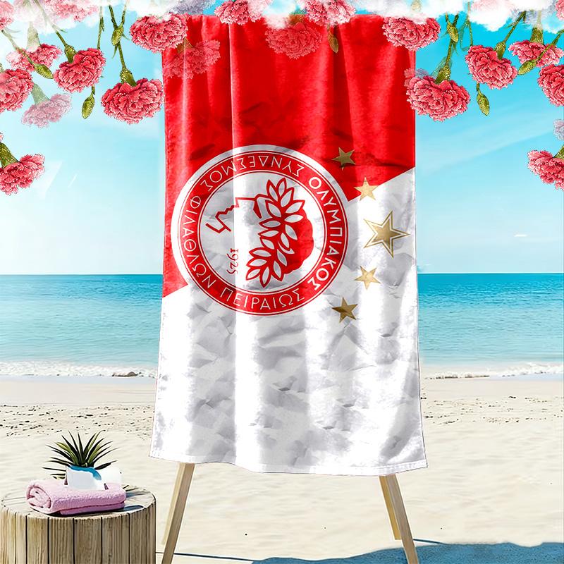 Olympiacos F.C Print Beach Towel, Large Soft Quick Dry Towel for Beach Camping Swimming