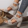 Fashion Women Fashion Strap Sexy High Heel Sandals Woman Roman Hollow Pumps Lace-up Peep Toe Sandals Casual Chunky High-heeled Sandals