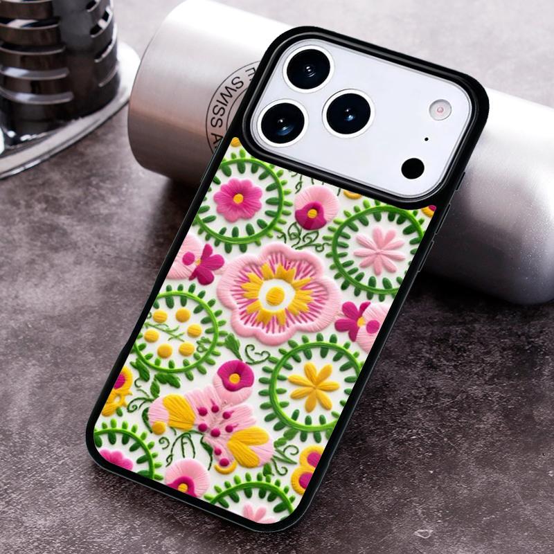 Чехол для телефона с вышивкой цветов для iPhone 17 16 15 14 13 12 11 Pro Max Plus 17Air Мягкий силиконовый чехол