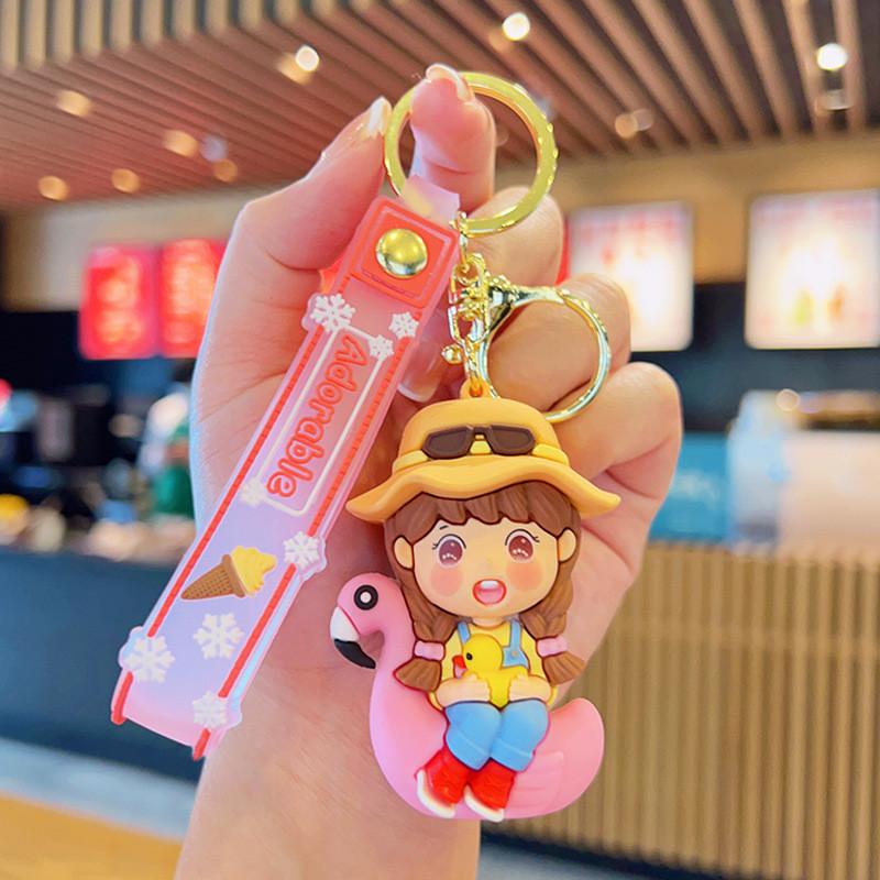 Adorable Cartoon Animal Keychains Soft Rubber Key Rings Cute Couple Gifts