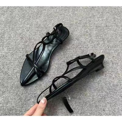 Модные Модные и Стильные Босоножки на Высоком Каблуке-Танкетке, Новинка Лета 2025, С Острым Носком, С Вырезами, С Одинарным Ремешком, Римские