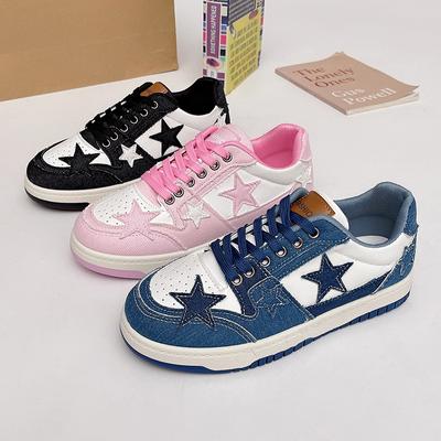 2024 Женская обувь Дизайнерские кроссовки Разноцветные 2024 Звездный узор Легкие кроссовки на толстой подошве для ходьбы Студенческая повседневная обувь на плоской подошве