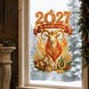Легко снимаемые наклейки на стену 2027 Русский С Новым Годом Бараны Наклейка на окно, Декоративная ПВХ Статичная наклейка, Прозрачная пленка с рисунком, Водонепроницаемая пленка