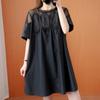 Plus Size Women's Summer Lace Dress Short Sleeve Mesh Patchwork Loose Dresses