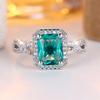 Квадратные зеленые хрустальные геометрические циркониевые кольца для женщин винтажные серебристого цвета обручальные кольца свадебные украшения подарок невесте на день рождения