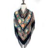 130*130cm Russian National Square Scarf Women Luxury Floral Print Fringed Ukrainian Shawl Babushka Handkerchief Head Wraps
