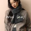 Korea Styles Wool Knitted Small Scarf Women Winter Warm Scarves Simple Designer Thickened Shawl Soft Pashmina Neck