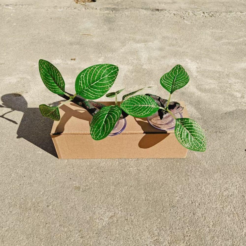 Resin Gecko Plant Ornament Suction Cup Habitat Reptiles Plants Amphibian