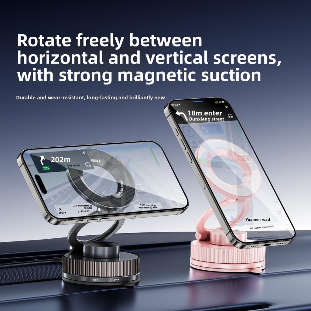 Magnetic Phone Holder with Vacuum Suction Cup, Multifunctional Car Navigation Retractable Folding Anti Shake Car Holder