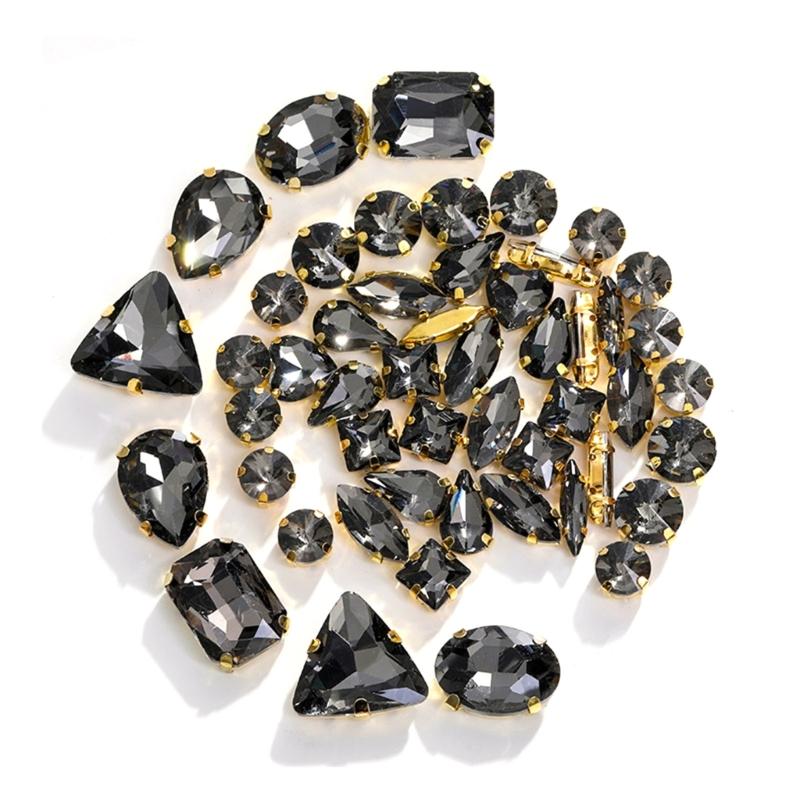 50 шт. Стразы смешанной формы с плоской основой, пришивные драгоценные камни для самостоятельного изготовления обуви, одежды, ювелирных изделий