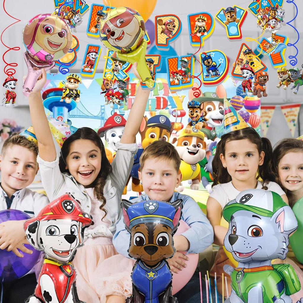FCXZI Персонаж Щенячий патруль День рождения Детская вечеринка по случаю дня рождения С днем рождения День рождения Подвесная повязка на голову Украшения для дня рождения на 1-й и 2-й дни рождения