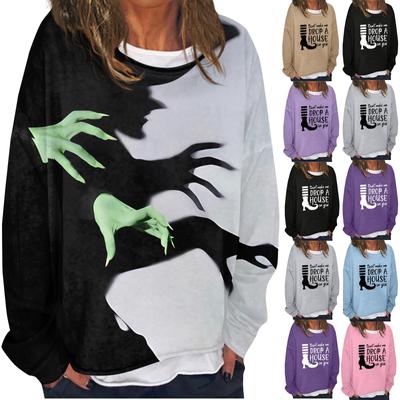 Женская повседневная модная винтажная толстовка с длинным рукавом и круглым вырезом с принтом, многослойный пуловер, топ