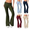 Women's Fashion Solid Color Slim Fit Slim Reverse Waist Low Waist Elastic Waist Flare Pants